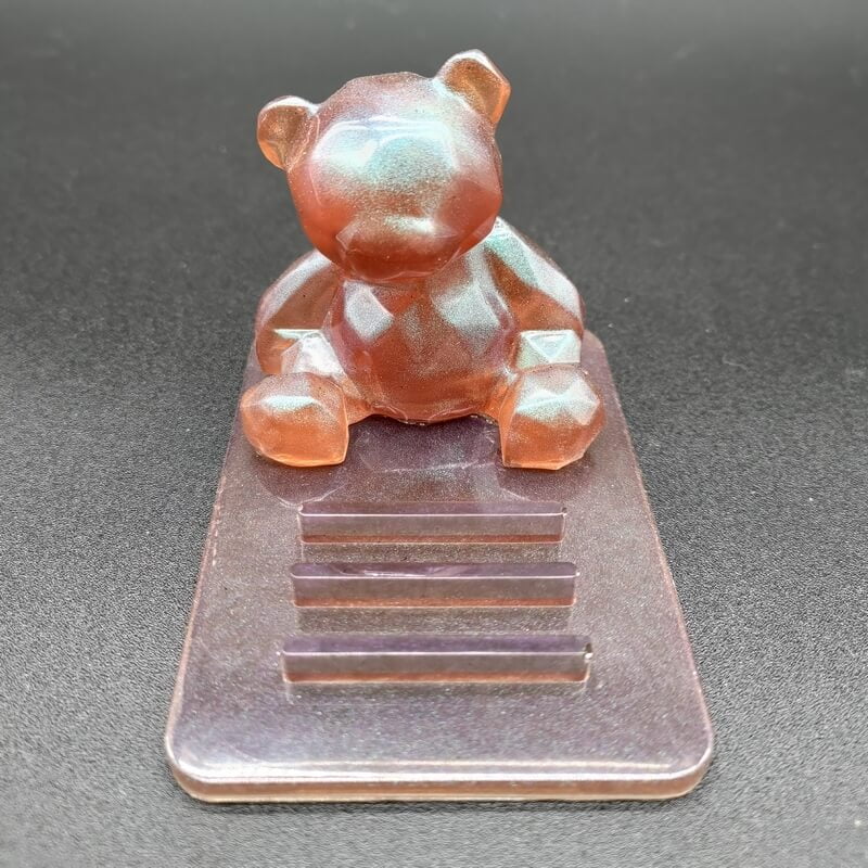 Support smartphone Bear en résine époxy violet holographique