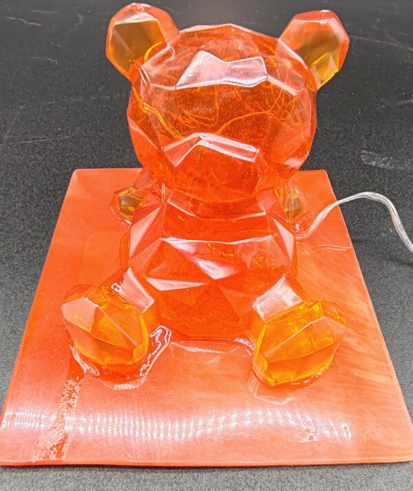 bear-lumineux-ours-support-smartphone-orange-résine-epoxy