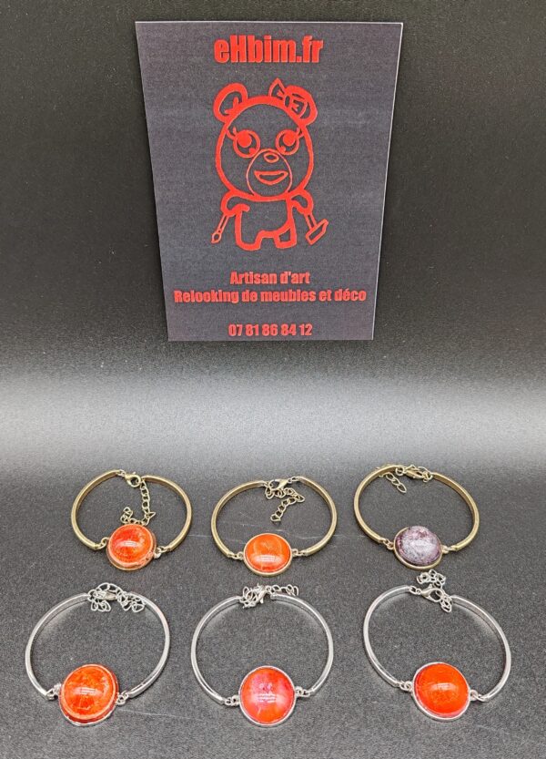 gamme-bracelets-résine-epoxy-rouge-orangé-rouge-sombre-dark-red-argenté-cuivré