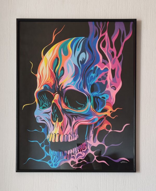 skull flammes multicolor