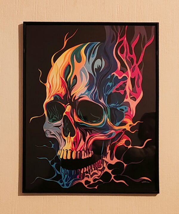 skull flammes multicolor