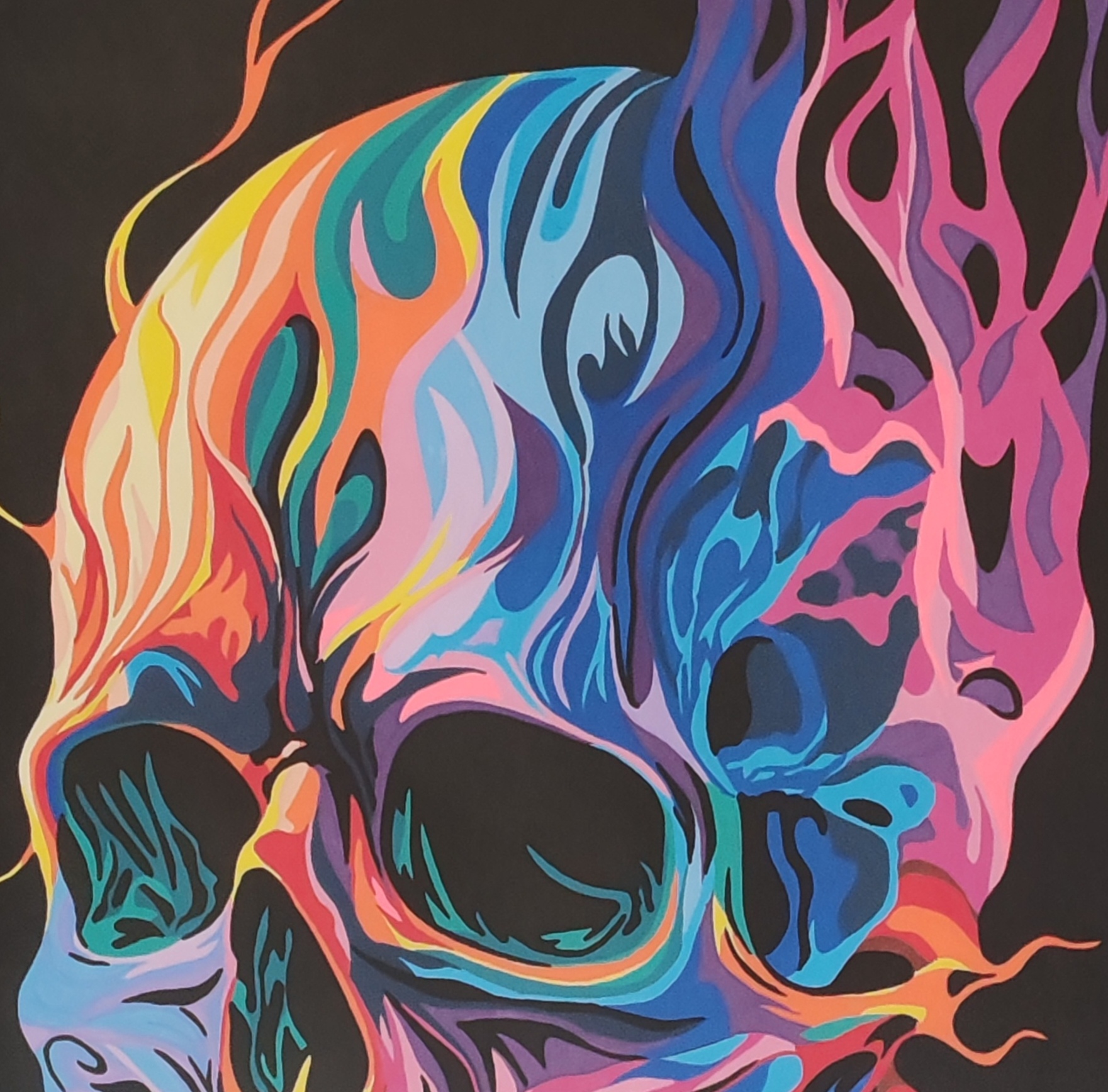 skull flammes multicolor