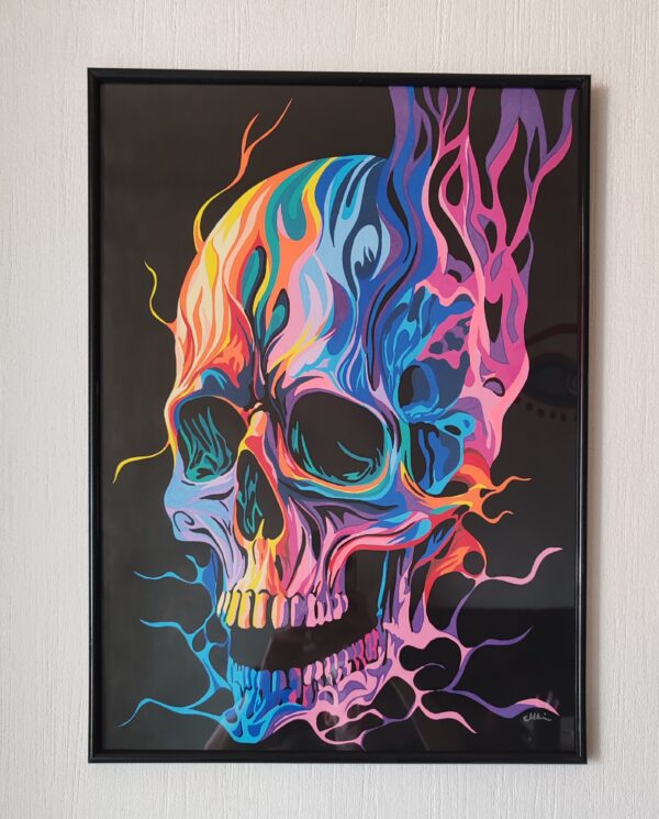 skull flammes multicolor