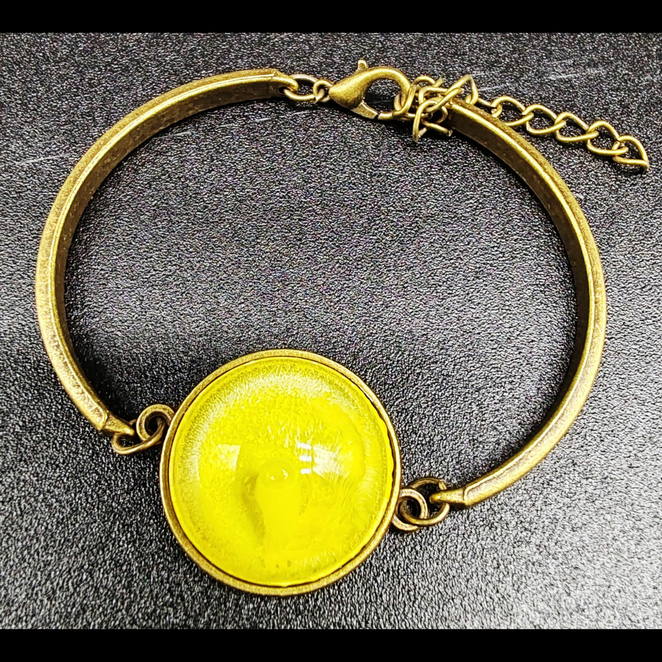 bracelet-résine-epoxy-jaune-cuivré