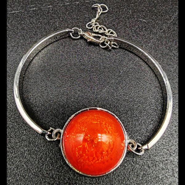 bracelet-résine-epoxy-orangé-argenté