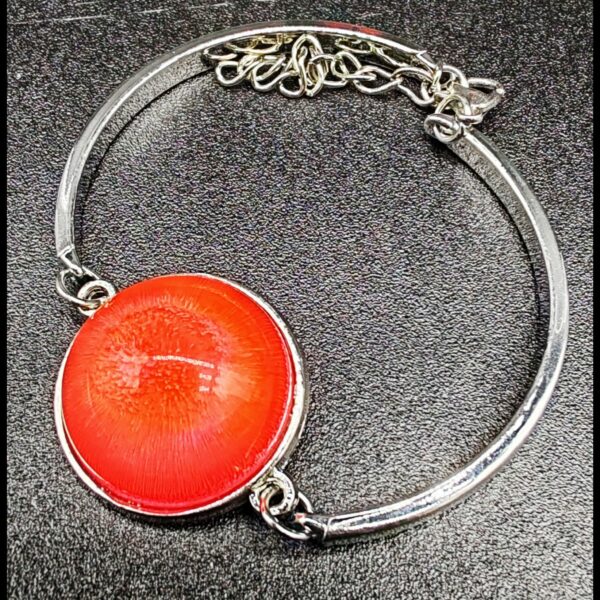 bracelet-résine-epoxy-orangé-argenté