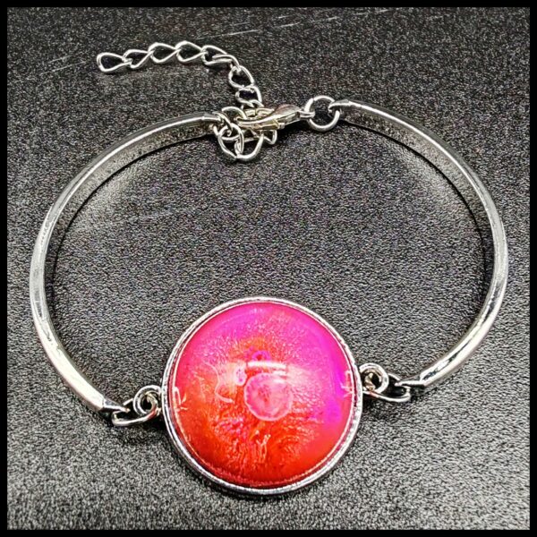 bracelet-résine-epoxy-orange-rose-argenté