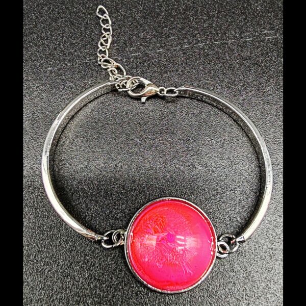 bracelet-résine-epoxy-rose-argenté