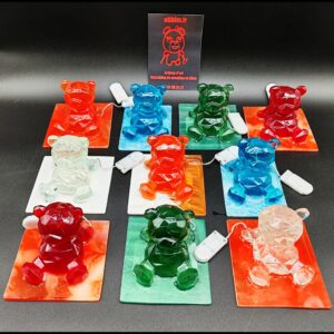 bear-lumineux-ours-support-smartphone-bleu-blanc-orange-vert-rouge-résine-epoxy