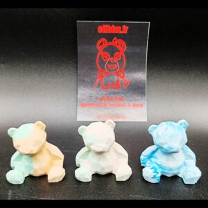 bear-ours-résine-minérale-marbré-bleu-blanc-vert-orange-jaune