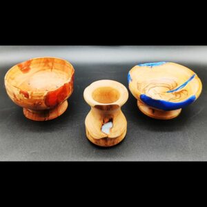 bol-vide-poche-vase-bois-laurier-olivier-résine-epoxy-bleu-rouge-blanc-perle-métallique