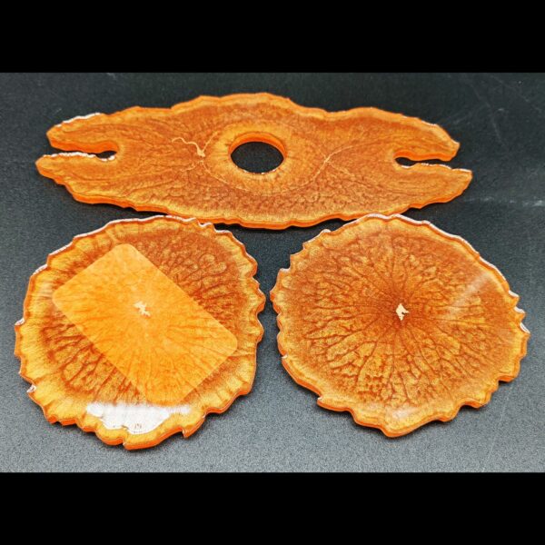 kit-apéro-support-bouteille-support-verres-sous-verres-résine-epoxy-orange