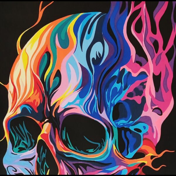 skull flammes multicolor