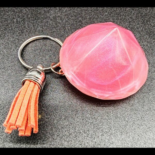 porte-clé-diamant-résine-epoxy-rose-pompon-rose