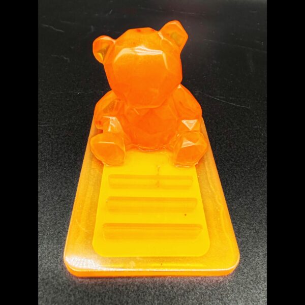 support-smartphone-ours-résine-epoxy-orange-opaque
